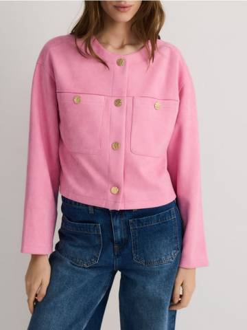 Reserved - Коротка куртка зі штучної замші - фуксія - YH574-43X