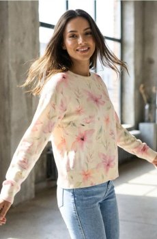 Светр з віскозою та квітковим візерунком - різнобарвний