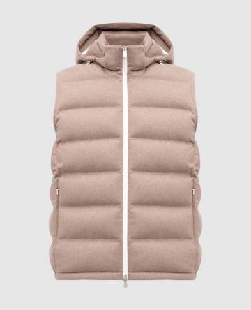 Бежевый пуховый жилет из шерсти
