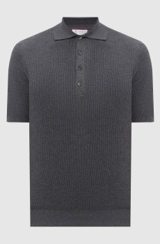 Серое поло в рубчик