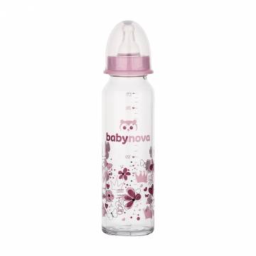 Детская стеклянная бутылочка для кормления Baby-Nova Декор, средний поток, с рождения до 2 лет, фиолетовая, 240 мл (3960324) Детская стеклянная бутылочка для кормления Baby-Nova Декор, средний поток, с рождения до 2 лет, фиолетовая, 240 мл (3960324)