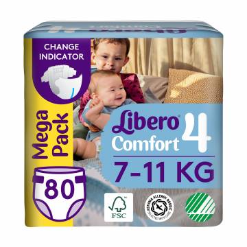 Подгузники Libero Comfort размер 4 (7-11 кг), 80 шт Подгузники Libero Comfort размер 4 (7-11 кг), 80 шт