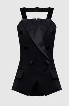 Черный топ в стиле жилета с металлическим логотипом