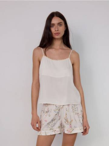 Reserved - Піжамний комплект із двох предметів із віскози - нюдовий - 1618R-02X