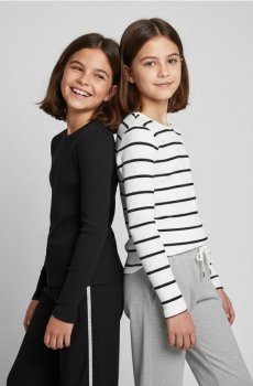 Бавовняні футболки з довгим рукавом, набір з 2 штук - різнобарвний