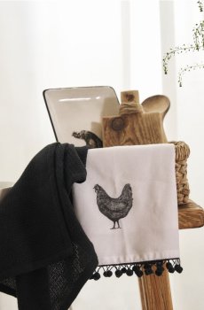 Кухонні рушники з мотивом курки, набір з 2 штук - білий