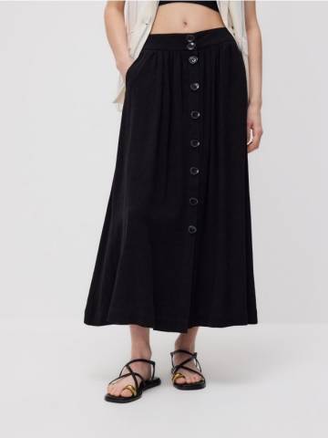 Reserved - Спідниця з домішкою льону - чорний - ZN181-99X Reserved - Спідниця з домішкою льону - чорний - ZN181-99X