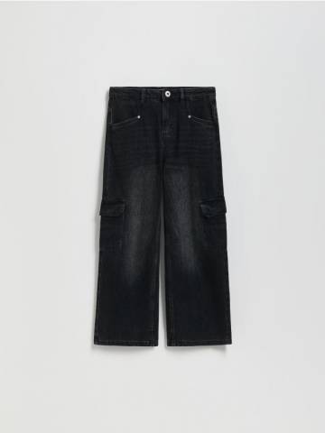 Reserved - Широкі wide leg з кишенями карго - чорний - 805FF-99J Reserved - Широкі wide leg з кишенями карго - чорний - 805FF-99J