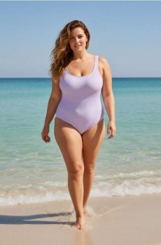 Однодільний ребристий купальник - Фіолетовий