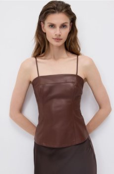 Reserved - Топ зі штучної шкіри - коричневий - 498GA-88X