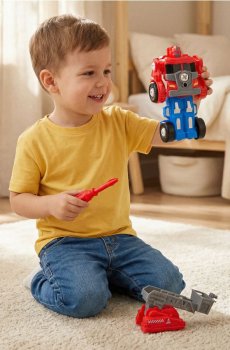 Іграшка – Трансформуючий робот для збирання - рожевий