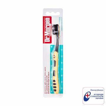 Зубная щетка Dr.Morgen Charcoal Clean средней жесткости, желтая, 1 шт