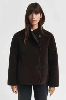 Женская темно-коричневая шуба FAUX SHEARLING JACKET Коричневый L Gant 4700394