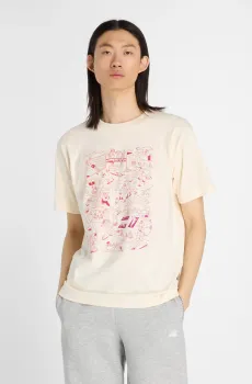 Мужская бежевая футболка Athletics S-Mural Бежевый XL New Balance MT53913PEF