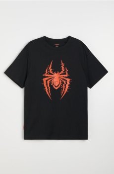 Бавовняна футболка comfort із принтом Spider-Man - чорний