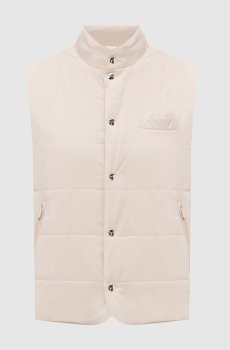 Бежевый жилет с вышивкой логотипа