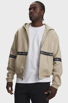 Мужское бежевое худи UA Icon Flc Taped FZ Бежевый 3XL Under Armour 6013459-299