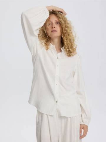 Reserved - Сорочка з додаванням льону - кремовий - 594EG-01X