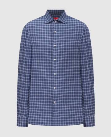 Синяя рубашка в клеточку