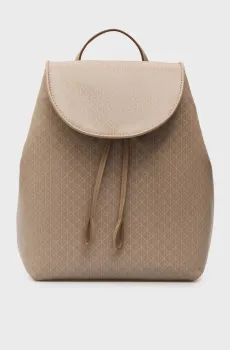 Женский бежевый рюкзак с узором EMBLEM AOP FLAP Бежевый ONESIZE Calvin Klein LV04F3271G