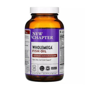 Жир аляскинского лосося New Chapter Wholemega Fish Oil, 120 капсул Жир аляскинского лосося New Chapter Wholemega Fish Oil, 120 капсул