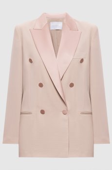 Розовый двубортный жакет с шерстью