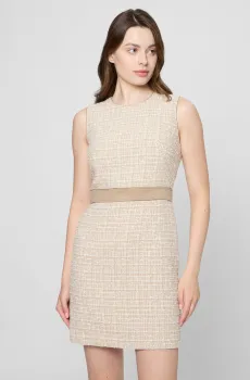 Женское бежевое твидовое платье Бежевый 34 BOSS 50544031;964
