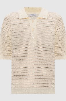 Желтый топ с воротником-поло