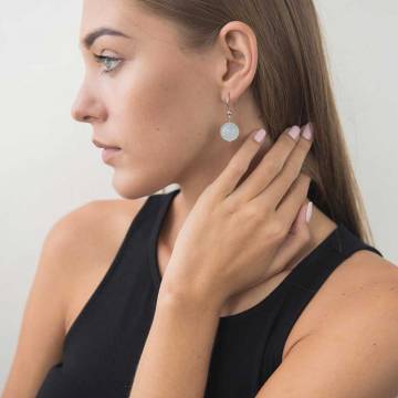 Серьги с аквамарином 96с15 Серьги с аквамарином 96с15