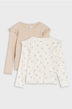 Бавовняні футболки з декоративними рюшами - різнобарвний