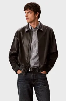 Мужская черная куртка LS FAUX LEATHER Черный L Calvin Klein Jeans LV04RG406G
