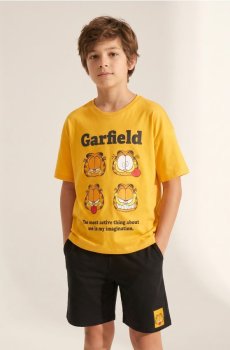 Бавовняна двочастинна піжама з принтом Garfield - помаранчевий