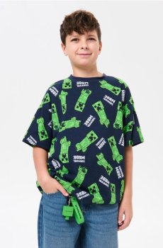 Бавовняна футболка з принтом Minecraft - темно-синій