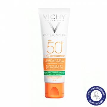 Солнцезащитный матирующий крем 3 в 1 Vichy Capital Soleil Mattifying SPF50+ для жирной, проблемной кожи лица, 50 мл