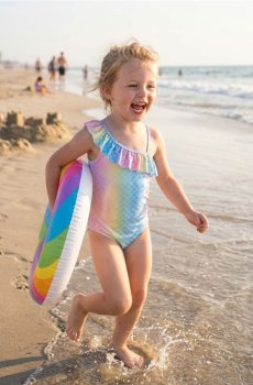 Цілісний купальник з мотивом русалки - різнобарвний