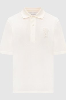 Бежевое поло с фактурной нашивкой эмблемы