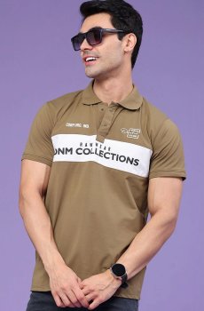 V-Mart Men Brand Logo Colourblocked Polo Collar T-shirt