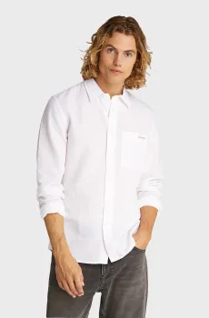 Мужская белая льняная рубашка Белый L Calvin Klein Jeans J30J327295