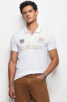 U.S. Polo Assn. Men Typography All-Over Polo Collar Slim Fit T-shirt