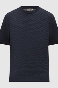 Синяя футболка с шелком