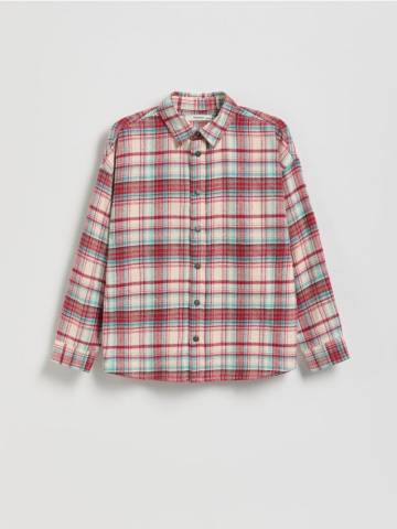 Reserved - Бавовняна картата сорочка - червоний - 8189X-33X