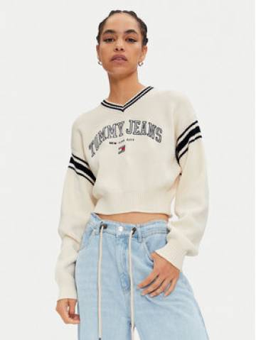 Tommy Jeans Светр Varsity DW0DW18692 Écru Regular Fit Tommy Jeans Светр Varsity DW0DW18692 Écru Regular Fit