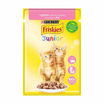Влажный корм для котят Purina Friskies Junior Курица в подливе, 85 г Влажный корм для котят Purina Friskies Junior Курица в подливе, 85 г