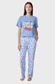 Женская голубая пижама (футболка, брюки) CIRULEA Голубой XS Etam 6554167