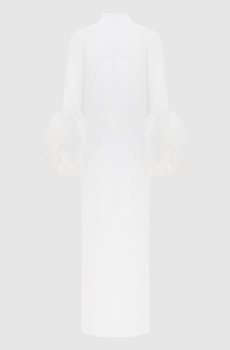 Белое платье миди Arios с перьями страуса
