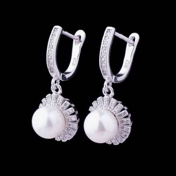 Серьги (культ. пресн. жемчуг, фианиты) 121802 Серьги (культ. пресн. жемчуг, фианиты) 121802