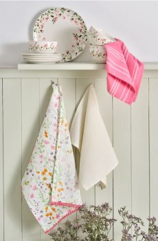 Набір кухонних рушників із квітковим і смугастим візерунком 3 шт. - різнобарвний