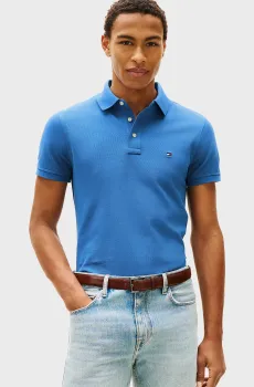 Мужское голубое поло 1985 SLIM Голубой XXL Tommy Hilfiger MW0MW17771