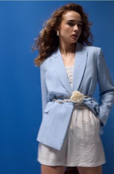 Шорти у вертикальну смужку з віскозою - light blue