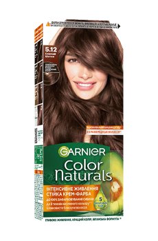 Уценка! Стойкая крем-краска для волос Garnier Color Naturals с пятью маслами, 5.12 Сияющий шатен, 110 мл